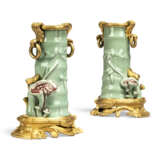 A PAIR OF LOUIS XV ORMOLU-MOUNTED CHINESE UNDERGLAZE COPPER-RED AND CELADON-GLAZED VASES - photo 1