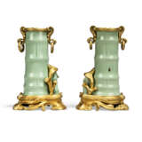 A PAIR OF LOUIS XV ORMOLU-MOUNTED CHINESE UNDERGLAZE COPPER-RED AND CELADON-GLAZED VASES - фото 4