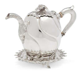 A DUTCH SILVER TEAPOT AND STAND