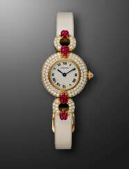 CARTIER, YELLOW GOLD, DIAMOND-SET AND RUBY LADY 'COLISEE TUTTI FRUTTI', REF. 1989