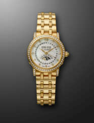 BLANCPAIN, YELLOW GOLD AND DIAMONDS TRIPLE CALENDAR 'VILLERET' WITH MOTHER-OF-PEARL DIAL, NO. 1228