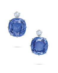 EARLY 20TH CENTURY SAPPHIRE AND DIAMOND EARRINGS