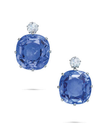 EARLY 20TH CENTURY SAPPHIRE AND DIAMOND EARRINGS - Foto 1