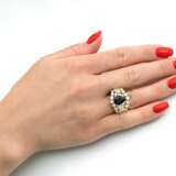 Diamant-Ring mit Tropfen-Saphir. - photo 3