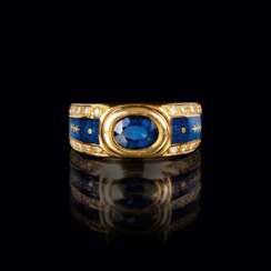 Fabergé Collection Victor Mayer. Saphir-Brillant-Ring.