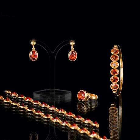 6-teiliges Gold-Schmuckset mit Rauchquarz. - фото 1