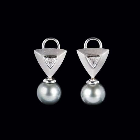 Paar Diamant-Ohrringe mit Tahitiperlen. - photo 1