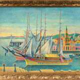 Pointillistischer Maler Um 1930. Segelschiffe im Hafen. - photo 2