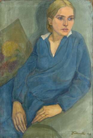 Reinhold Zulkowski (Bromberg 1899 - Hamburg 1966). Junge Frau in Blau. - Foto 1