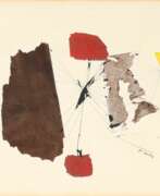 Yoshishige Saitō. Yoshishige Saito (Tokio 1904 - 2001). Collage in Braun, Rot und Gelb.