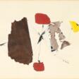 Yoshishige Saito (Tokio 1904 - 2001). Collage in Braun, Rot und Gelb. - Archives des enchères