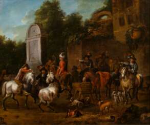 Barend Gael (Haarlem 1630 - Haarlem 1698), zugeschr. Rastende Jagdgesellschaft.