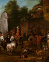 Barend Gael (Haarlem 1630 - Haarlem 1698), zugeschr. Rastende Jagdgesellschaft.