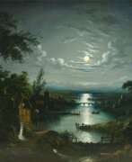 Sebastian Pether. Sebastian Pether (1793 - Battersea 1844), zugeschr. Mondschein über weiter Landschaft.