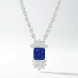 STUNNING SAPPHIRE AND DIAMOND PENDENT NECKLACE, BY RONALD ABRAM - photo 2