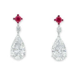 IMPRESSIVE DIAMOND AND RUBY EARRINGS, BY MOUSSAIEFF