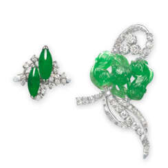 NO RESERVE - GROUP OF JADEITE AND DIAMOND JEWELLERY