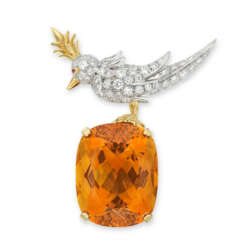 TIFFANY &amp; CO. BY SCHLUMBERGER STUDIO, CITRINE AND DIAMOND &#39;BIRD ON A ROCK&#39; BROOCH