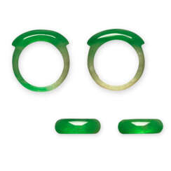 PAIR OF JADEITE SADDLE RINGS