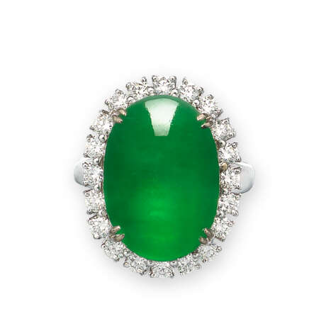 NO RESERVE - JADEITE AND DIAMOND RING AND BROOCH - Foto 3