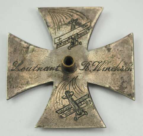 Preussen: Eisernes Kreuz, 1914, 1. Klasse an Schraubscheibe mit Gravur "Leutnant R. Windisch". - Foto 1