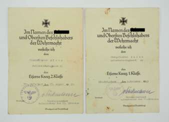 Urkundenpaar für einen Obergefreiten im Infanterie-Regiment 44.