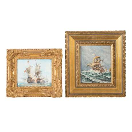 MALER/INNEN 20. Jh., 2 Marine-Gemälde "Historische Segelschiffe", - фото 1