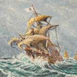 MALER/INNEN 20. Jh., 2 Marine-Gemälde "Historische Segelschiffe", - Foto 7