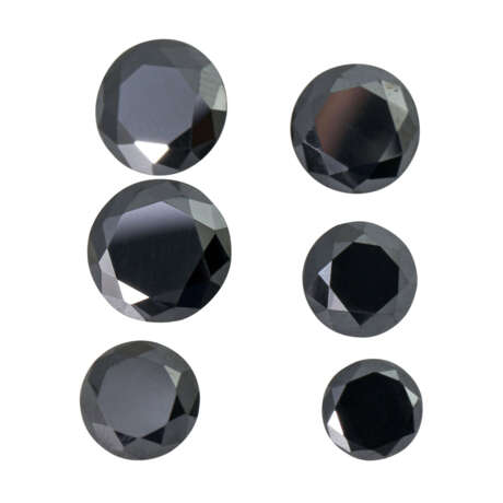 Konvolut 6 schwarze Diamanten zus. ca. 16,8 ct - Foto 1