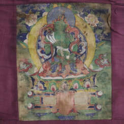 Thangka mit Vajrasattva im Zentrum