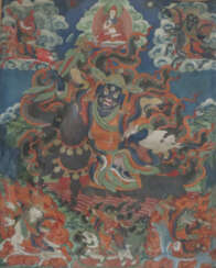 Thangka der Schutzgottheit Shingjachen (Tib. shing bya can)