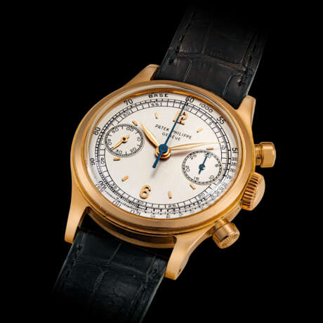 PATEK PHILIPPE. A VERY RARE AND GORGEOUS 18K PINK GOLD CHRONOGRAPH WRISTWATCH WITH TACHYMETER SCALE - photo 2