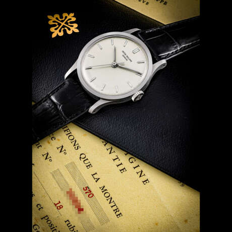PATEK PHILIPPE. AN EXTREMELY WELL PRESERVED 18K WHITE GOLD WRISTWATCH WITH SWEEP CENTRE SECONDS - фото 1