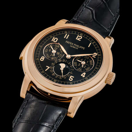 PATEK PHILIPPE. A RARE 18K PINK GOLD AUTOMATIC “CATHEDRAL” MINUTE REPEATING PERPETUAL CALENDAR WRISTWATCH WITH MOON PHASES, 24 HOUR AND LEAP YEAR INDICATION - photo 2