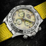 ROLEX. AN 18K WHITE GOLD AUTOMATIC CHRONOGRAPH WRISTWATCH WITH YELLOW MOTHER-OF-PEARL DIAL - photo 1
