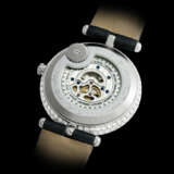VAN CLEEF AND ARPELS. A LADY’S UNIQUE AND ELEGANT 18K WHITE GOLD AND DIAMOND-SET WRISTWATCH WITH DATE AND MONTH INDICATOR, ENAMEL WITH FAIRY MOTIFS AND MOTHER-OF-PEARL DIAL - фото 3