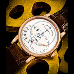 A.LANGE &amp; S&#214;HNE. A RARE 18K PINK GOLD LIMITED EDITION WRISTWATCH WITH JUMPING SECONDS