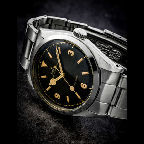 ROLEX. AN EARLY STAINLESS STEEL AUTOMATIC WRISTWATCH WITH SWEEP CENTRE SECONDS AND BRACELET - Foto 1