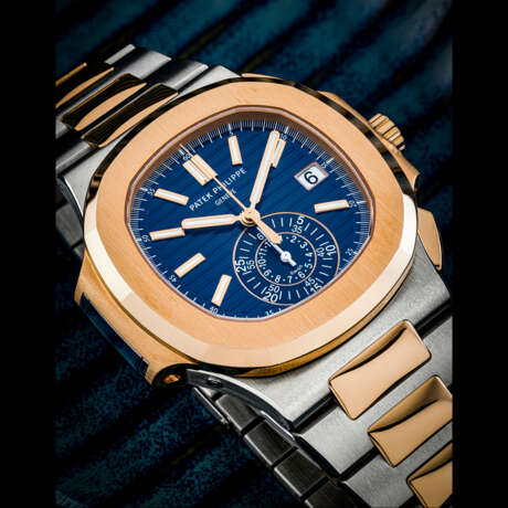 PATEK PHILIPPE. A STAINLESS STEEL AND 18K PINK GOLD AUTOMATIC FLYBACK CHRONOGRAPH WRISTWATCH WITH DATE AND BRACELET - фото 1