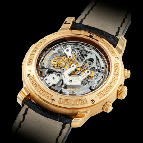 AUDEMARS PIGUET. A RARE AND HIGHLY COMPLICATED 18K PINK GOLD MINUTE REPEATING TOUBILLON CHRONOGRAPH WRISTWATCH - фото 3