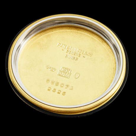 PATEK PHILIPPE. A RARE 18K GOLD AUTOMATIC WRISTWATCH WITH ENAMEL DIAL - Foto 5