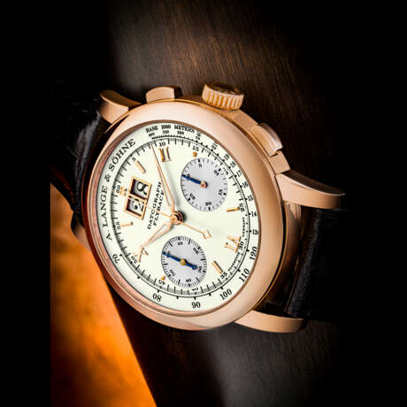A. LANGE & S&#214;HNE. AN 18K PINK GOLD FLYBACK CHRONOGRAPH WRISTWATCH WITH OVERSIZED DATE - фото 1