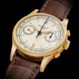 PATEK PHILIPPE. A STUNNING AND VERY RARE 18K PINK GOLD CHRONOGRAPH WRISTWATCH WITH TACHYMETER SCALE - Foto 2