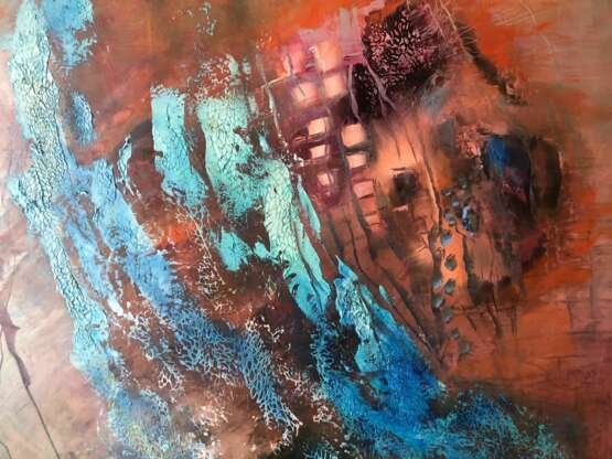 Abstract express Масло на холсте на подрамнике живопись мастехином Абстрактный экспрессионизм фантазийная композиция Кипр 2022 г. - фото 5
