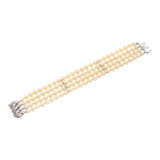 Vierreihiges Perlarmband mit Rubinschließe - Foto 1