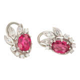 Paar Ohrclips mit pinken Turmalinen und Diamanten - photo 1