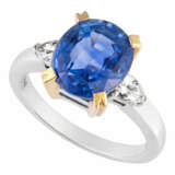 Ring mit kornblumenblauem Saphir von über 6 Carat und Diamanten - фото 1