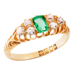 Art Nouveau Smaragdring mit Diamanten