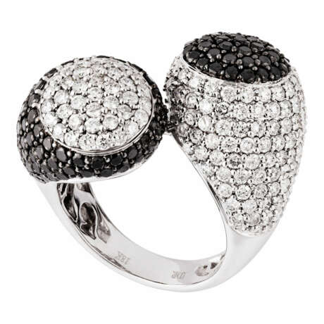 Toi-et-Moi Ring mit weißen und schwarzen Brillanten - photo 2