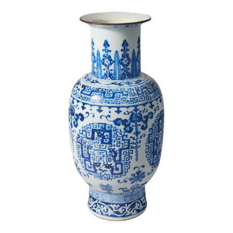Große blau-weiße Vase mit Mäanderband - Foto 2